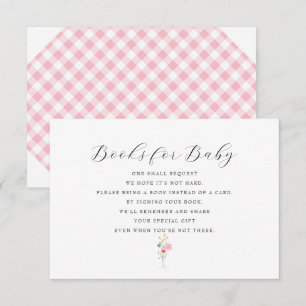 Cartons Réponse Livres En vichy roses pour Baby shower