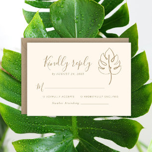 Cartons Réponse Logo du Mariage Monogramme Monstera Personnalisé