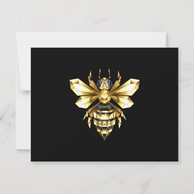 Cartons Réponse Logo Faux Gold Foil Bee Polygonal sur Noir (Devant)