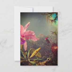 Cartons Réponse L'orchidée de Cattleya et trois colibris Heade