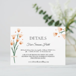 Cartons Réponse Lovely Pink Fleur sauvage Détails du Mariage Boîti