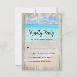 Cartons Réponse Lumières de Plage en Bois Rustique pour Mariage Cô