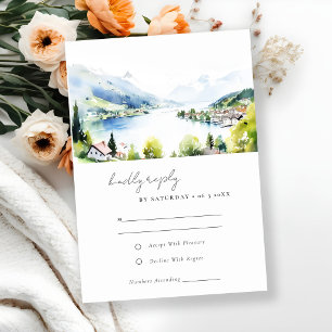 Cartons Réponse Lungern Suisse Paysage à l'aquarelle Mariage