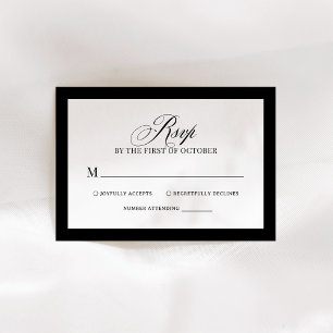 Cartons Réponse Luxe classique   Élégant Mariage noir et blanc