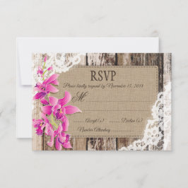 Cartons Réponse Magenta Orchidée Fleurs dentelle de bois Rustique
