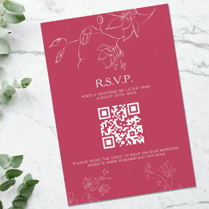 Cartons Réponse Magenta Pink Boho Floral Botanical Mariage Détail