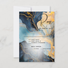 Cartons Réponse Magnifique Indigo Blue et Gold Abstrait