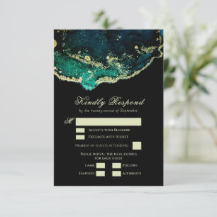 Cartons Réponse Magnifique Mariage Emerald Green Black Gold