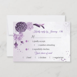 Cartons Réponse magnifiques teintes violettes fleurs choix de repa