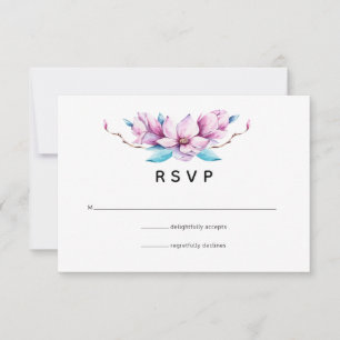 Cartons Réponse Magnolia Floral Mariage