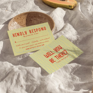 Cartons Réponse Main colorée rétro dessinée Mariage unique écrit