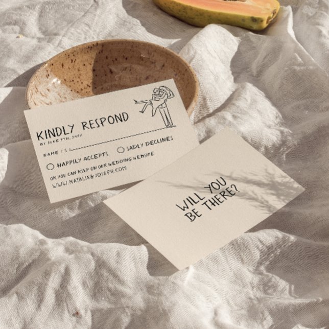 Cartons Réponse Main rétro écrite avec Mariage tendance unique (Créateur téléchargé)