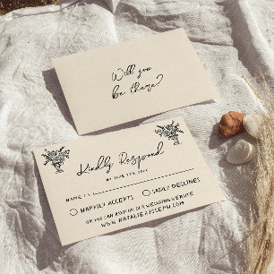 Cartons Réponse Main rétro manuscrite dessinée Bold Quirky Mariage