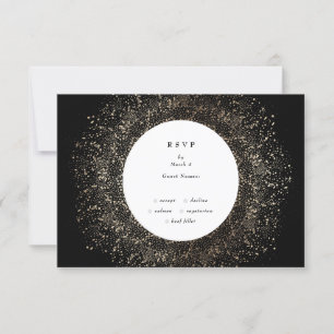 Cartons Réponse Main Whimsical Formal tiré Mariage noir et or