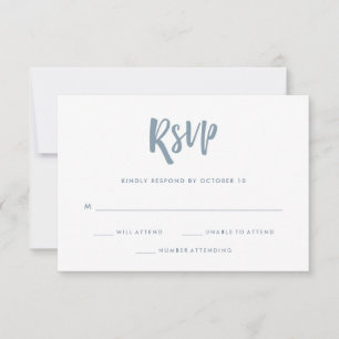 Cartons Réponse manuscrit et moderne Mariage bleu Dusty