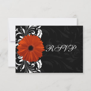 Cartons Réponse Marguerite Gerbera orange avec enroulement noir et