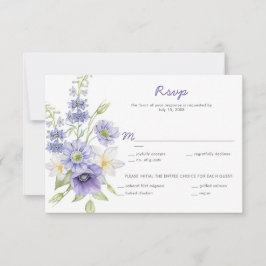 Cartons Réponse Marguerites violettes, Anémones, Roses Répondez s'