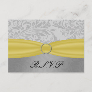 Cartons Réponse Mariage à boucle diamante jaune gris FAUX