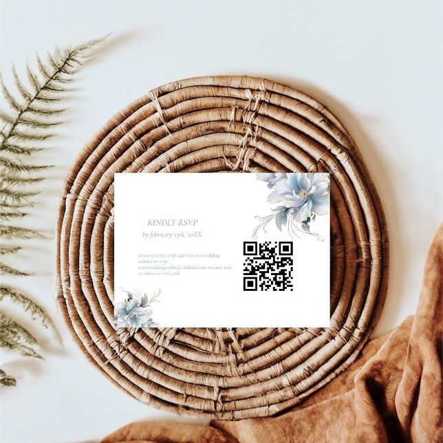 Cartons Réponse Mariage à fleurs de printemps bleu bleu marine Dus (Créateur téléchargé)