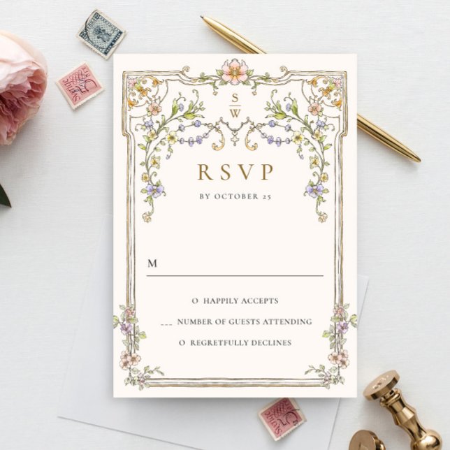 Cartons Réponse Mariage à la charpente florale de l'Ornat victorie (Créateur téléchargé)