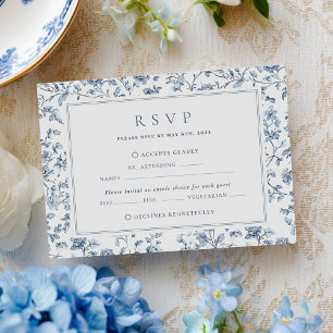 Cartons Réponse Mariage à la chinoiserie bleue