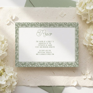 Cartons Réponse Mariage à la dentelle olive Old Money