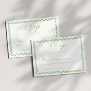 Cartons Réponse Mariage à la frontière ondulée verte citrine fanta