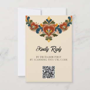 Cartons Réponse Mariage à la rosemaling norvégienne