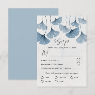 Cartons Réponse Mariage à l'aquarelle moderne botanique bleu pouss