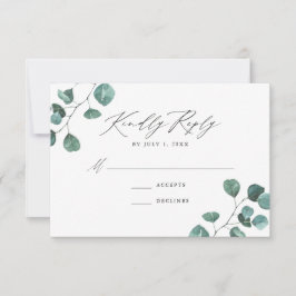 Cartons Réponse Mariage à l'aquarelle moderne Eucalyptus Verdure