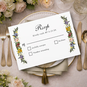Cartons Réponse Mariage à l'initiale florale vintage fantaisiste c