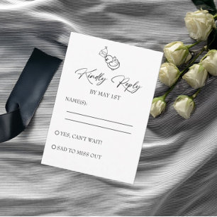 Cartons Réponse Mariage à main noire et blanche