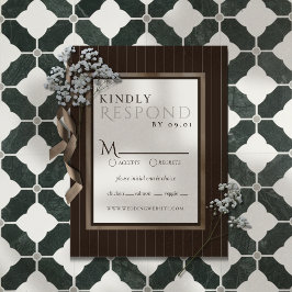 Cartons Réponse Mariage à motif rayure fine Marron Rustique