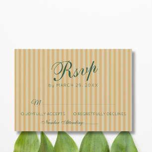 Cartons Réponse Mariage à rayures rétro miel vert bouteille vintag