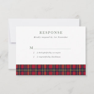 Cartons Réponse Mariage à Tartan Écossais Rouge et Jaune