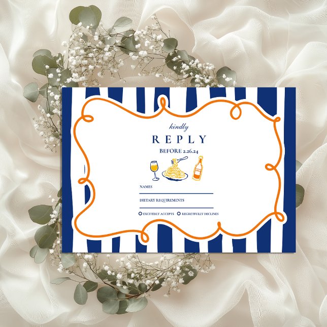 Cartons Réponse Mariage alimentaire italien de la marine Doodles (Créateur téléchargé)