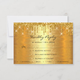 Cartons Réponse Mariage Anniversaire Luxe Or Paillettes Gouttes RS