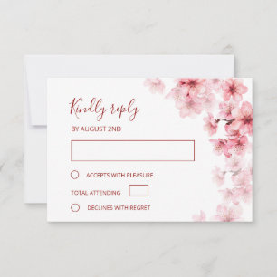 Cartons Réponse Mariage aquarelle Cerisier Fleurissant