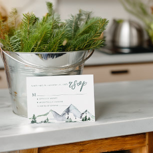 Cartons Réponse Mariage Aquarelle Montagnes Rustique