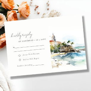 Cartons Réponse Mariage aquarelle paysage San Juan Porto Rico