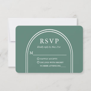 Cartons Réponse Mariage Arc Moderne et élégant Eucalyptus Green
