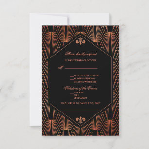 Cartons Réponse Mariage Art Déco en cuivre des années 20 Gatsby le
