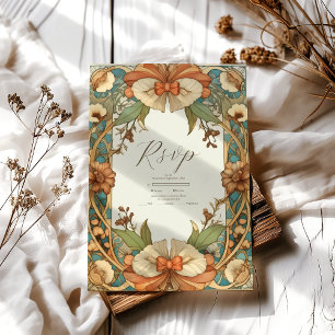 Cartons Réponse Mariage Art Nouveau Floral Unique Vintage