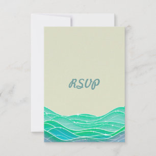 Cartons Réponse Mariage au bord de la mer Vagues magiques invitent