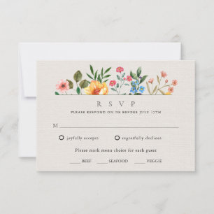 Cartons Réponse Mariage au jardin botanique de fleurs sauvages