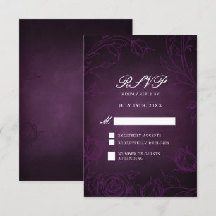 Cartons Réponse Mariage au Jardin Botanique de Roses Purple Plum