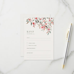 Cartons Réponse Mariage aux feuillages d'eucalyptus et fleurs rose