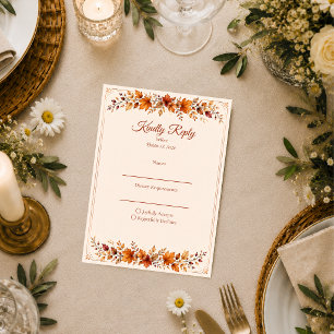Cartons Réponse Mariage aux feuilles d'automne rustiques