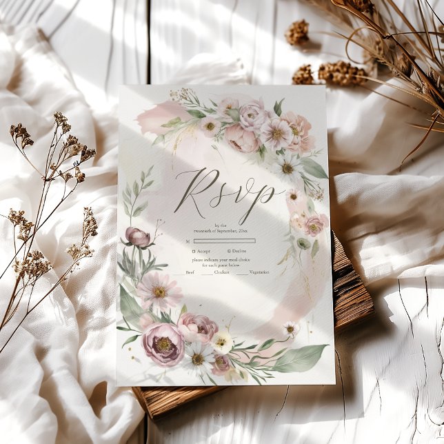 Cartons Réponse Mariage aux fleurs sauvages Bohème floral campagne (Créateur téléchargé)