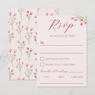 Cartons Réponse Mariage aux fleurs sauvages roses romantiques